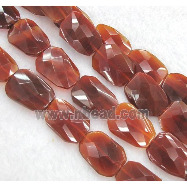 red agate beads, faceted freeform