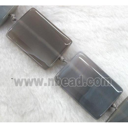 grey agate bead, rectangle