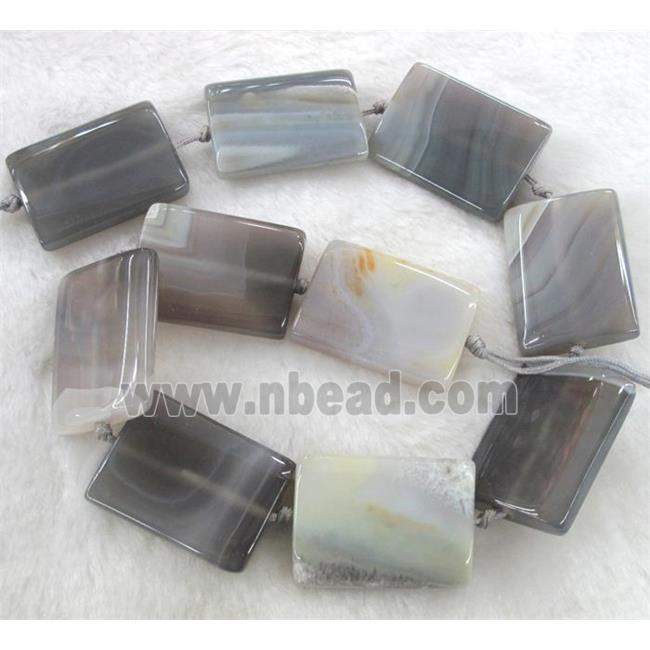 grey agate bead, rectangle