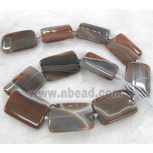 striped agate bead, rectangle