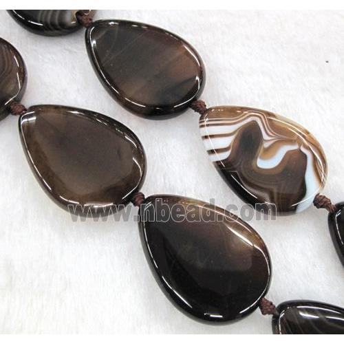 striped agate bead, teardrop