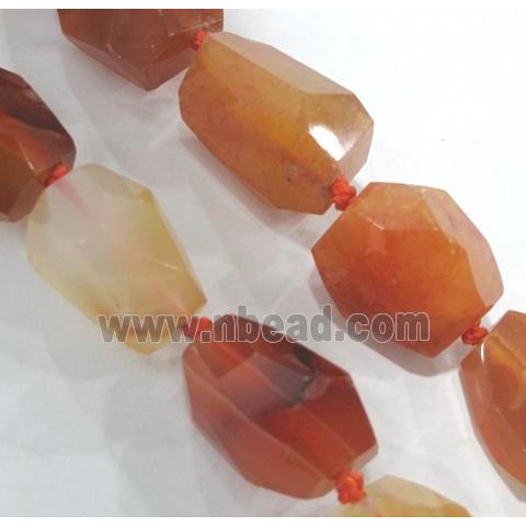 red agate beads, faceted freeform