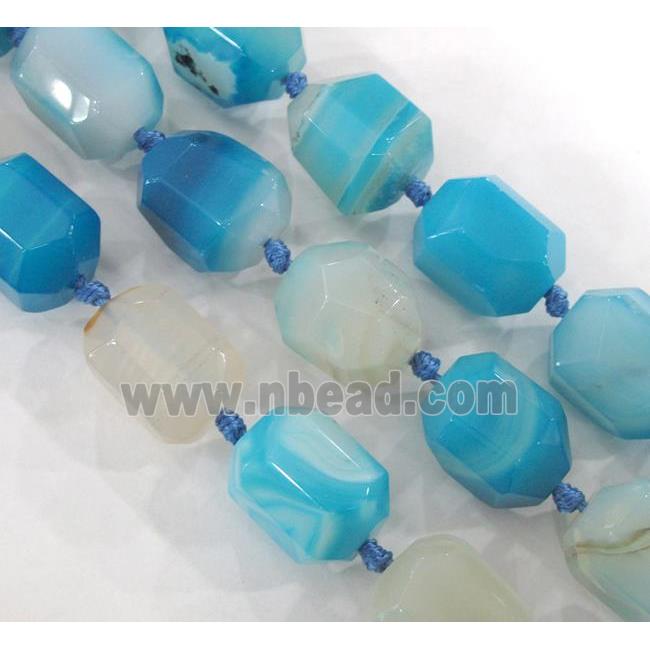 blue Agate Beads, faceted freeform