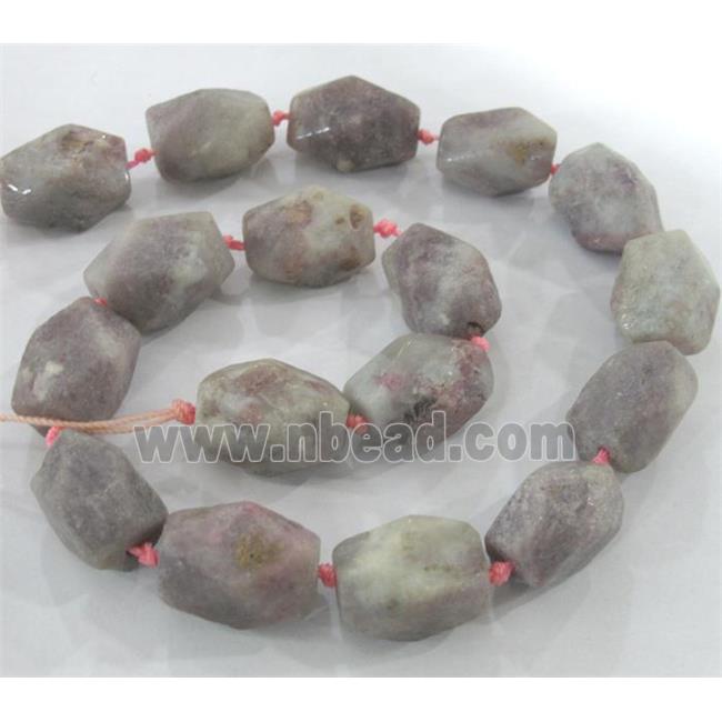 rose quartz beads, faceted freeform