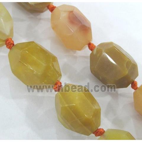 yellow agate beads nugget, faceted freeform