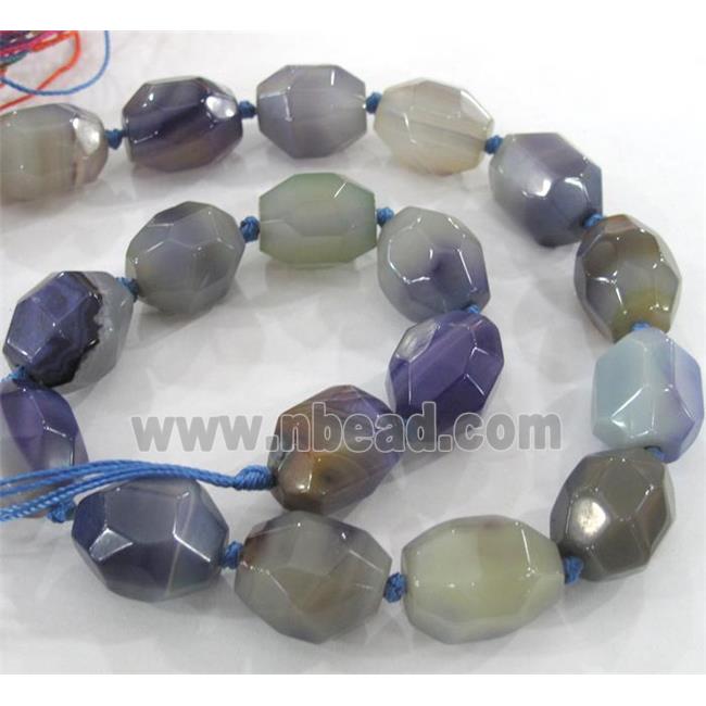 agate bead, faceted freeform, purple