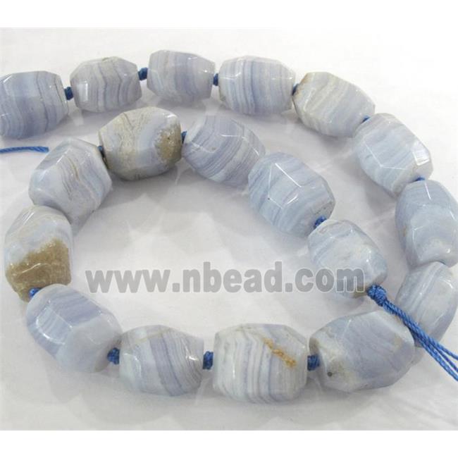 Blue Lace Agate beads, faceted freeform