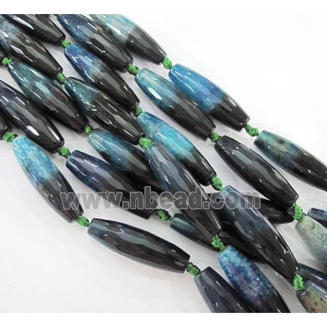 green agate beads, faceted barrel