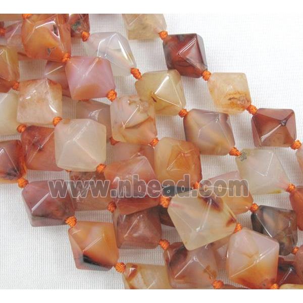 red agate beads, bicone