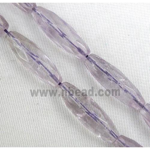 amethyst quartz bead, faceted barrel, lt.purple