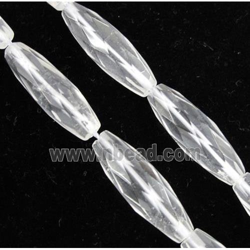 clear quartz bead, faceted barrel