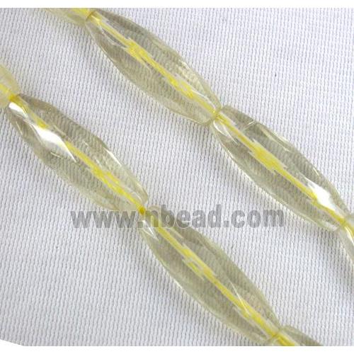 lemon quartz beads, faceted barrel