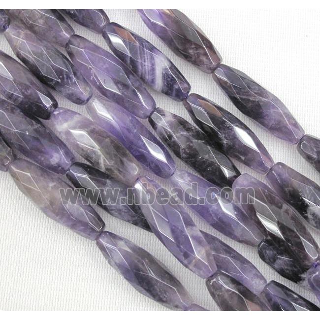 amethyst beads, faceted barrel, purple