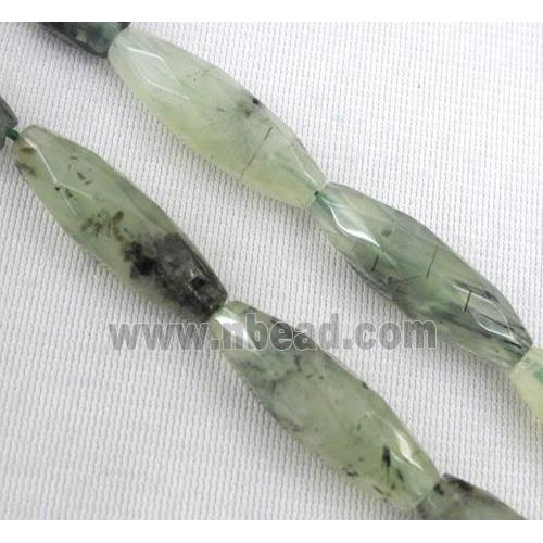 prehnite quartz beads, faceted barrel