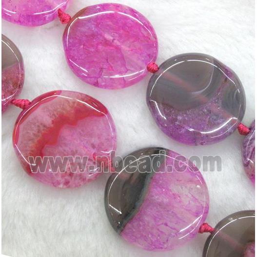 hotpink druzy agate circle beads