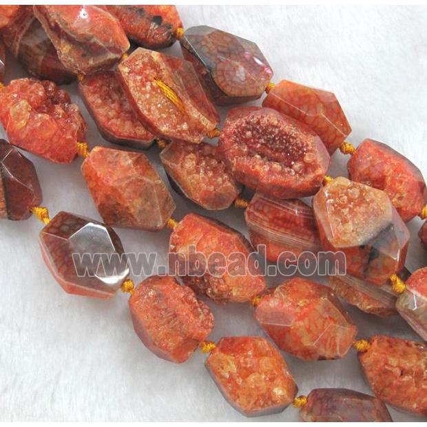 orange druzy agate beads, freeform