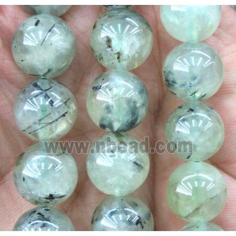 prehnite beads, round, green