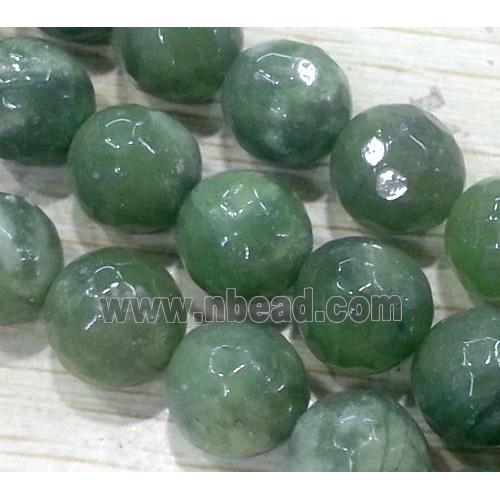 Chinese Nephrite Jade Beads Green Faceted Round