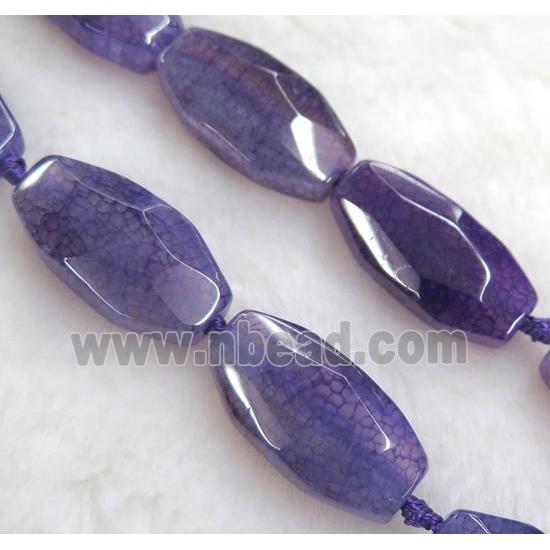 purple dragon veins agate bead, faceted barrel