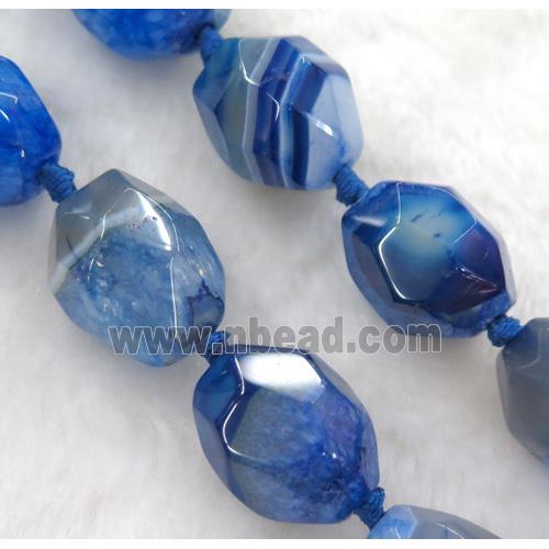 blue druzy agate beads, faceted freeform