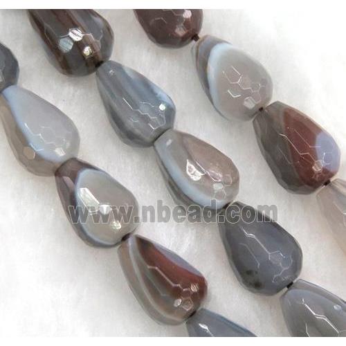 natural botswana agate beads, faceted teardrop