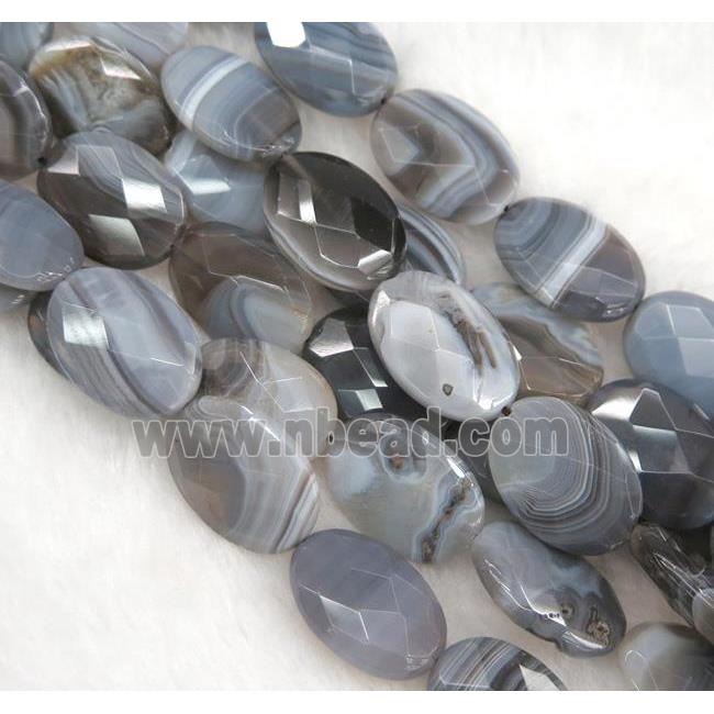 natural grey Botswana Agate beads, faceted oval