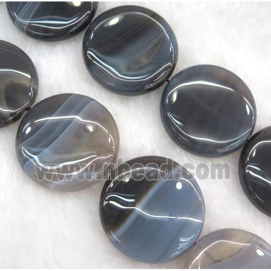 natural botswana agate beads, flat round, grey