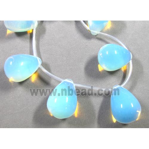 white opalite beads, teardrop