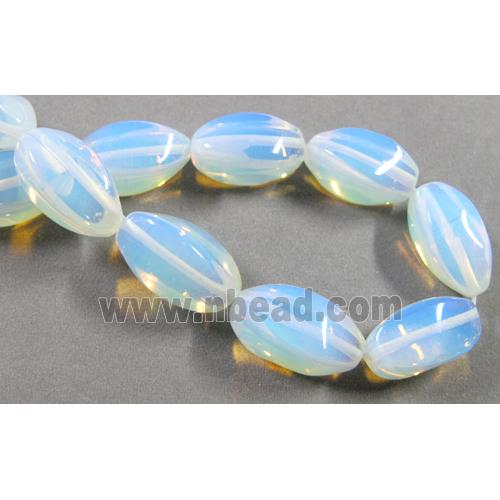 opalite beads, white, twist