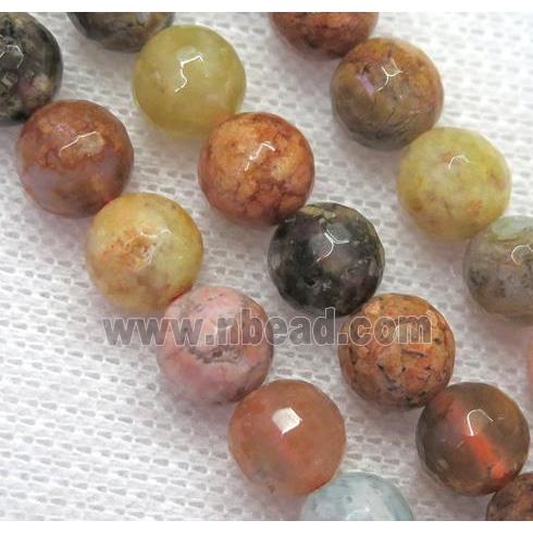 flower Agate Stone beads, faceted round