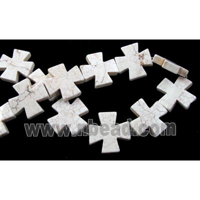 Dye crossTurquoise Beads, White