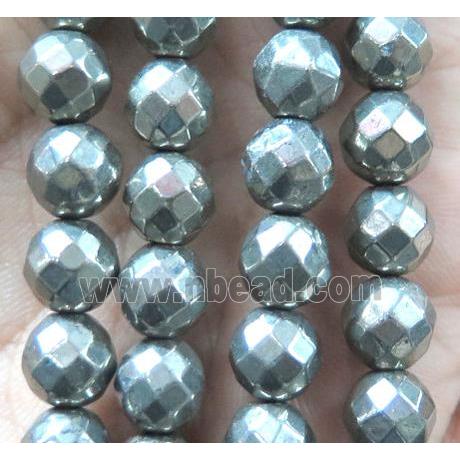 natural Pyrite Beads, faceted-round