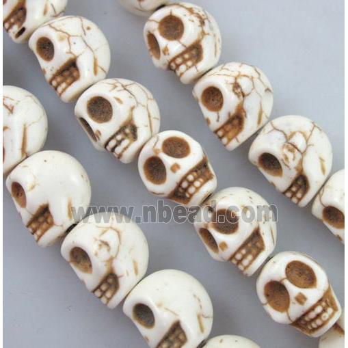 white synthetic Turquoise skull charm beads