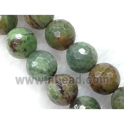 green opal jasper beads, faceted round