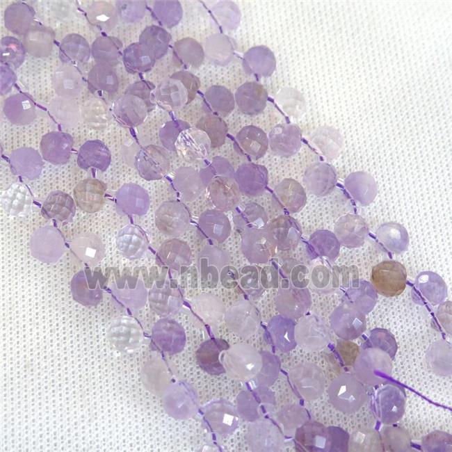 amethyst bead, faceted teardrop