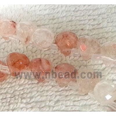 red Iron Quartz beads, faceted teardrop