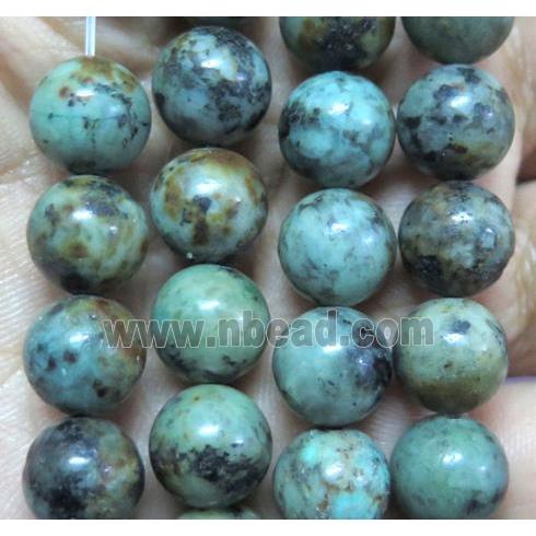 round African turquoise beads, green