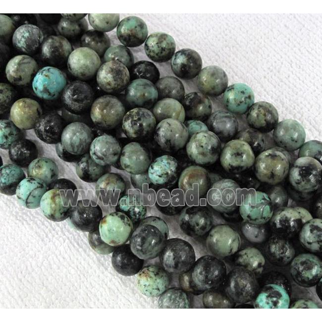 round African turquoise beads, green