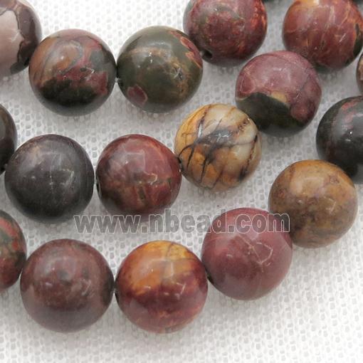 round natural Picasso jasper bead, multicolor