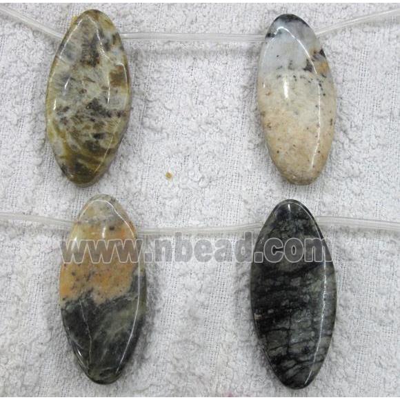 jasper bead, flat-oval