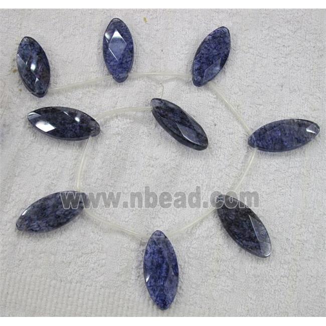 watermelon quartz bead, faceted flat-oval, dark-purple