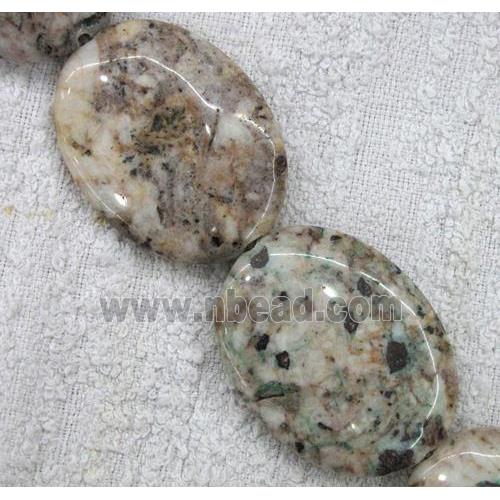 jasper bead, flat-oval