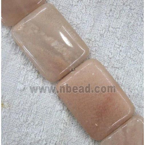 pink venturine bead, rectangle