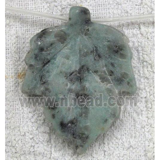 green jasper pendant, leaf