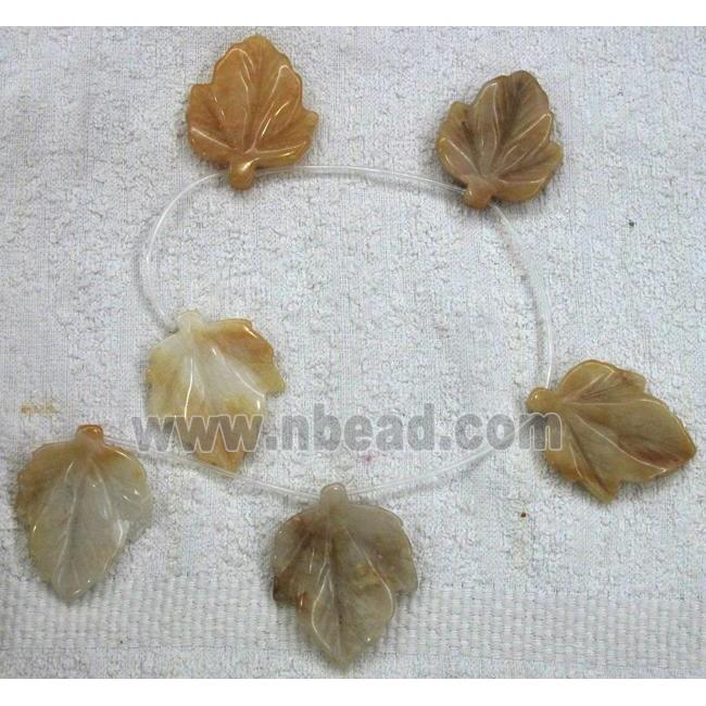 yellow jade pendant, leaf