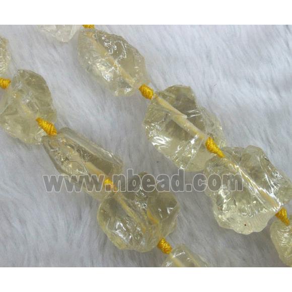 Lemon Quartz beads, freeform nugget, rough