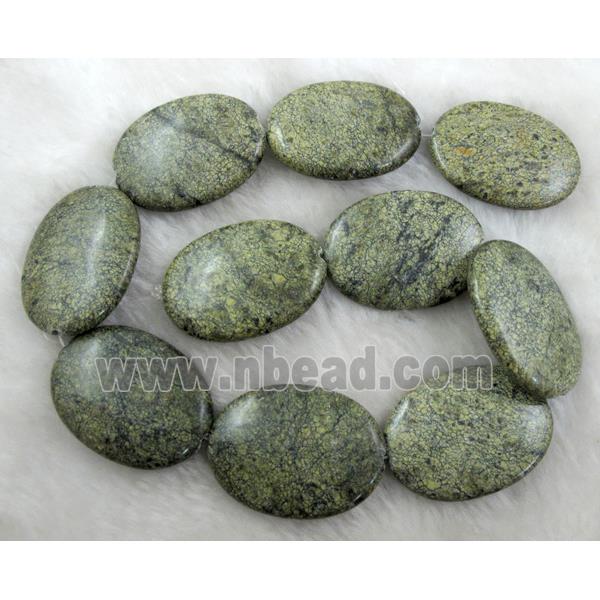 Flat oval gemstone bead