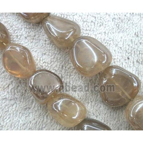 clear quartz bead, freeform, AB color electroplated