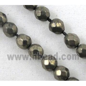 Pyrite beads, faceted round