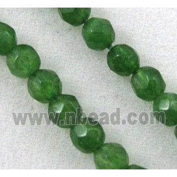 jade beads, tiny, faceted round, green